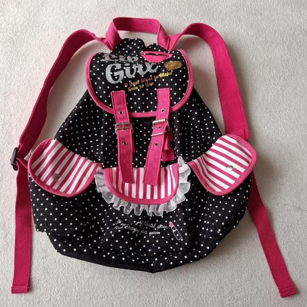 모리걸 갸루 로걀 헤이세이 도트 땡땡이 핫핑크 백팩 가방