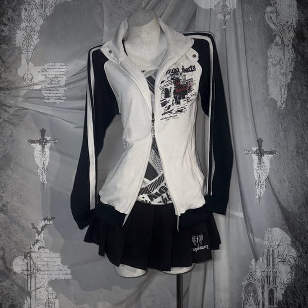 무채색 데일리펑크 오픈숄더 코디세트 