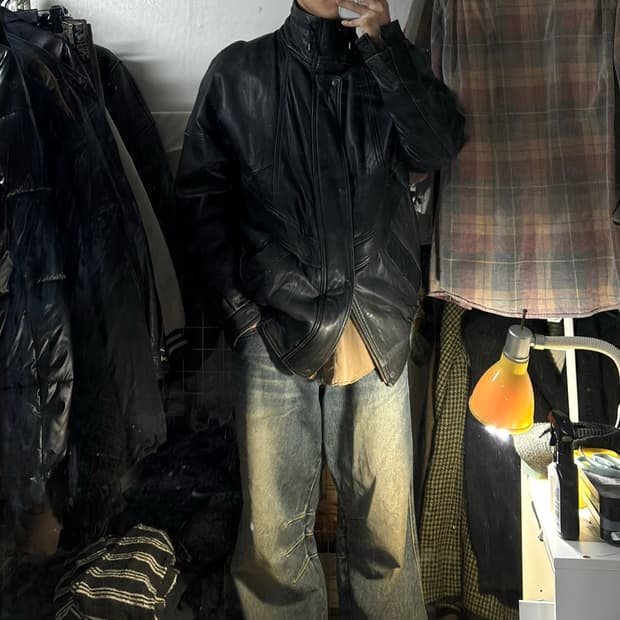 Imperio Del Antilope S.A. 하프 코트 레더 자켓 50