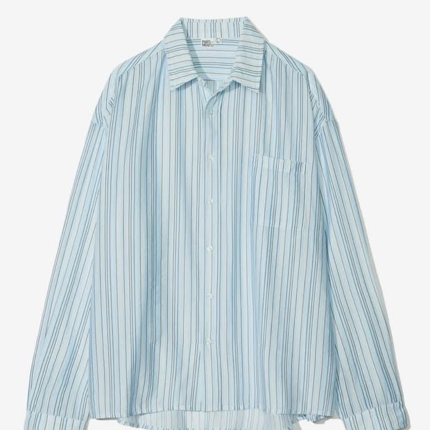 새상품 파르티멘토 멀티 스트라이프 오버핏 셔츠 스카이 L