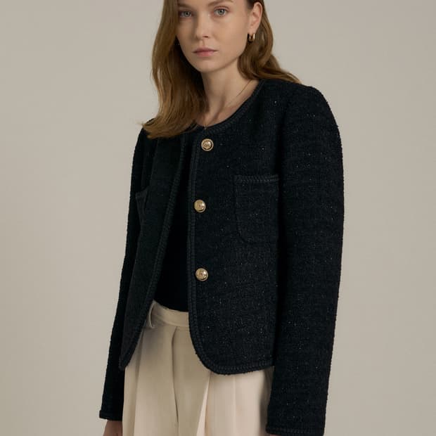 브로우엔드 BOUCLE TWEED CROP JACKET