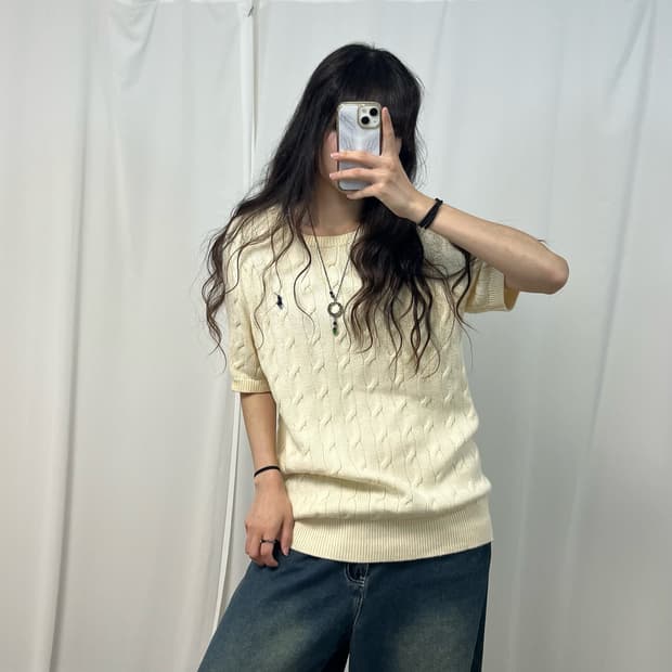 Polo ivory short-sleeve knit