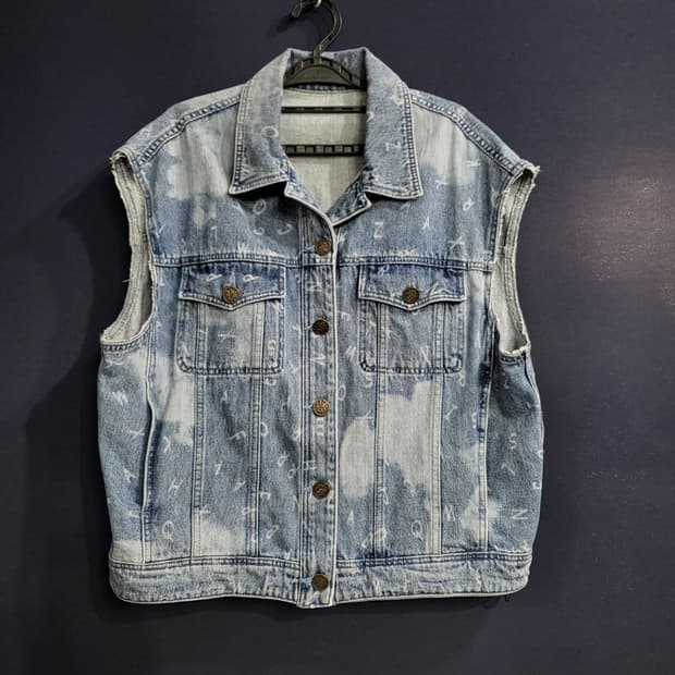 워싱 데님 오버핏 베스트