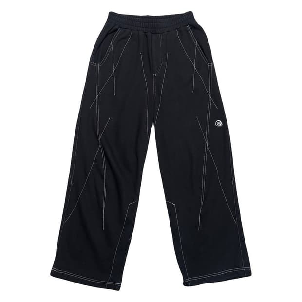 TRAVEL 블랙 스티치 와이드 팬츠 블랙 L