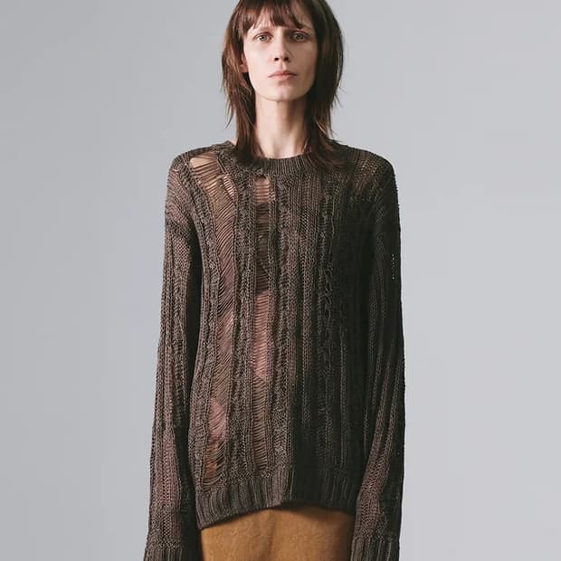 나체 핸드워크 스티치 데미지니트 (UNISEX) 카키