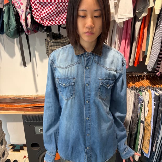 Zara man 웨스턴 투포켓 데님 셔츠 L