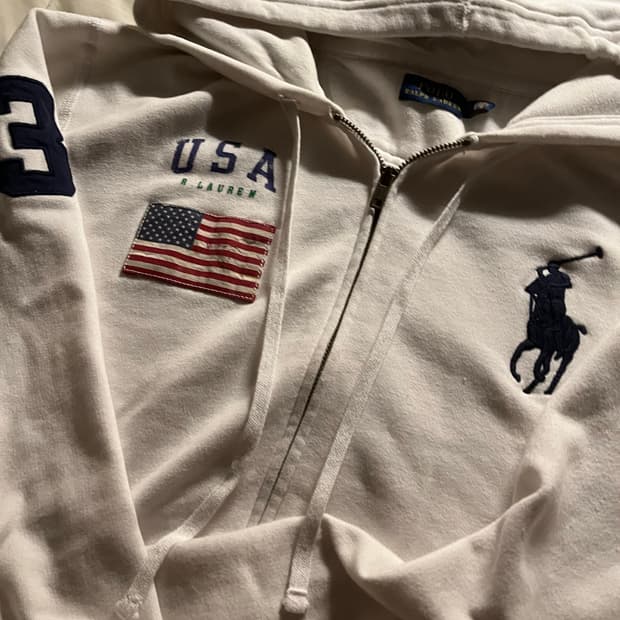 폴로 랄프로렌 빅포니 성조기 후드집업 화이트