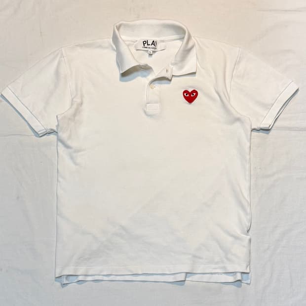 꼼데가르송 플레이 반팔 카라티 화이트