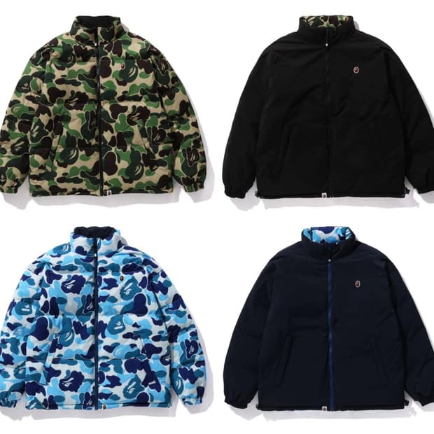 베이프 리버시블 카모 다운 패딩 검녹 2XL