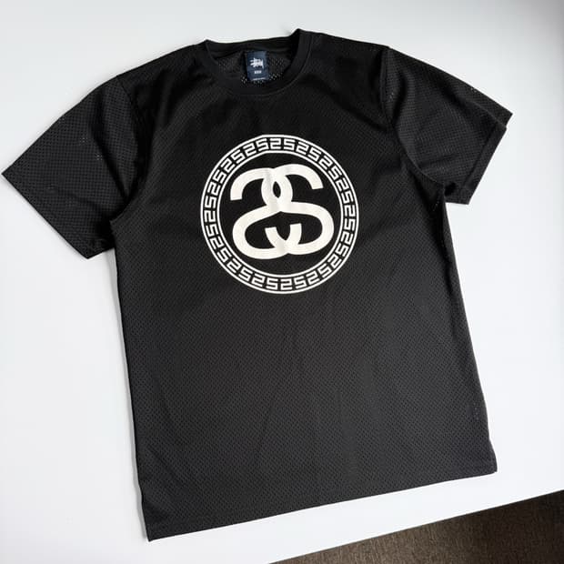 Stussy 스투시 00,블랙 메쉬 반팔티셔츠