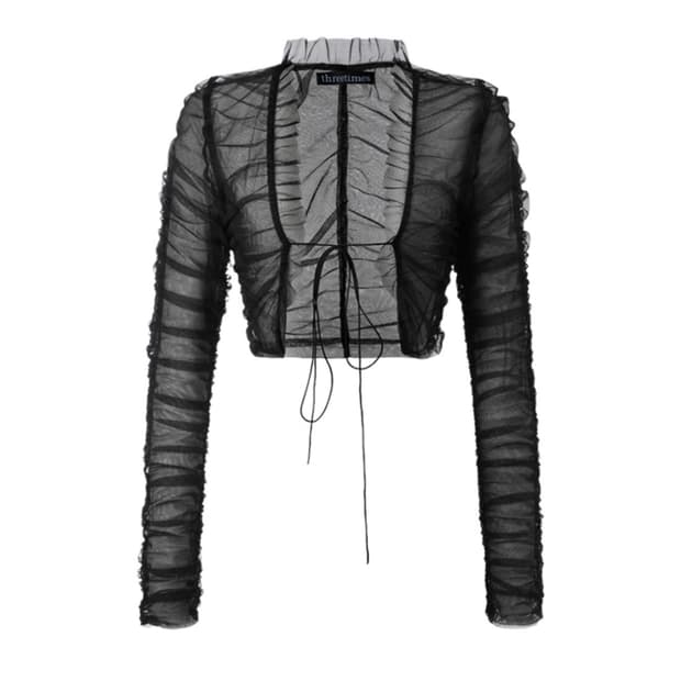 쓰리타임즈 셔링 가디건 블랙