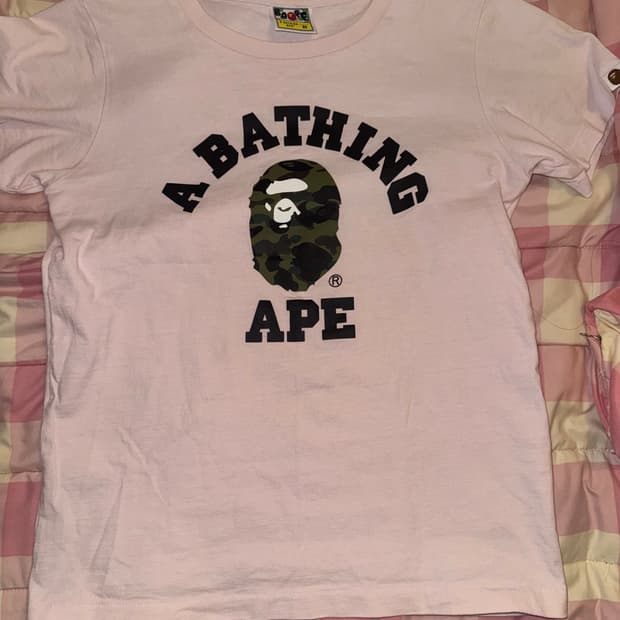 베이프 핑크 카모 반팔