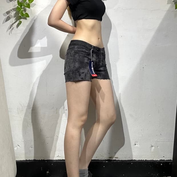 칼카니 그레이 데드스탁 마이크로 팬츠 리메이크 워싱 데님 팬츠 핫 팬츠 