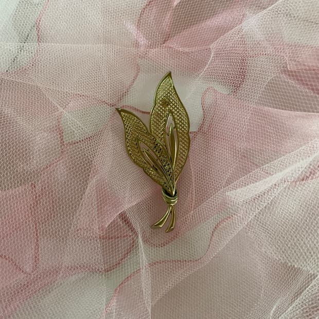골드 리프 잎사귀 빈티지 브로치