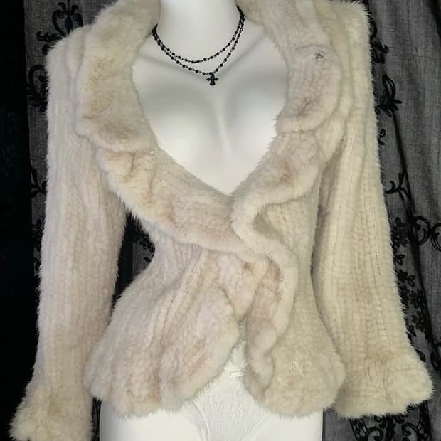 크림 밍크 퍼 빈티지 