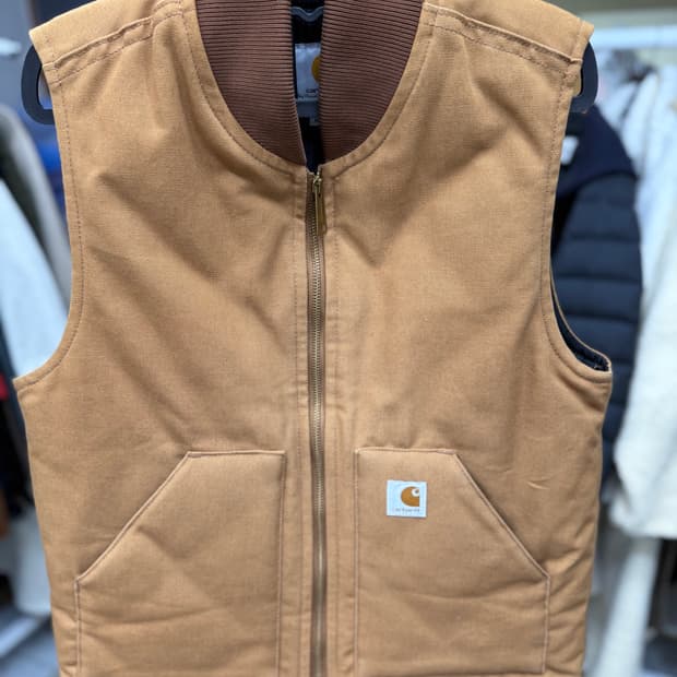 칼하트 브라운 덕 워크 패딩 조끼 S