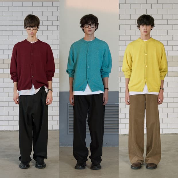 [M, L] [구매중] STU 라운드넥 가디건 버건디, 민트, 옐로우