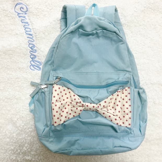 모리걸 빈티지 핀터레스트 도트 리본 백팩 🎀🩵🤍