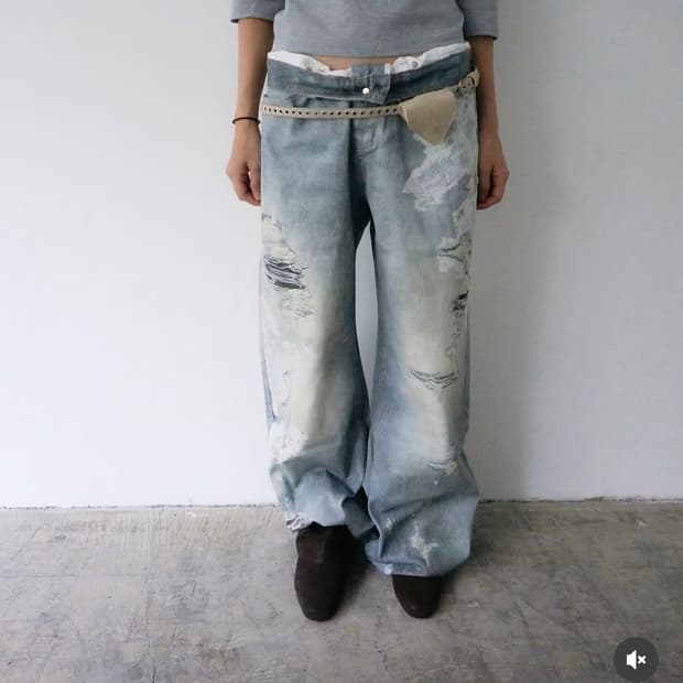 비센사이 비삼샵 bsensai 레이스 데미지 워싱 팬츠