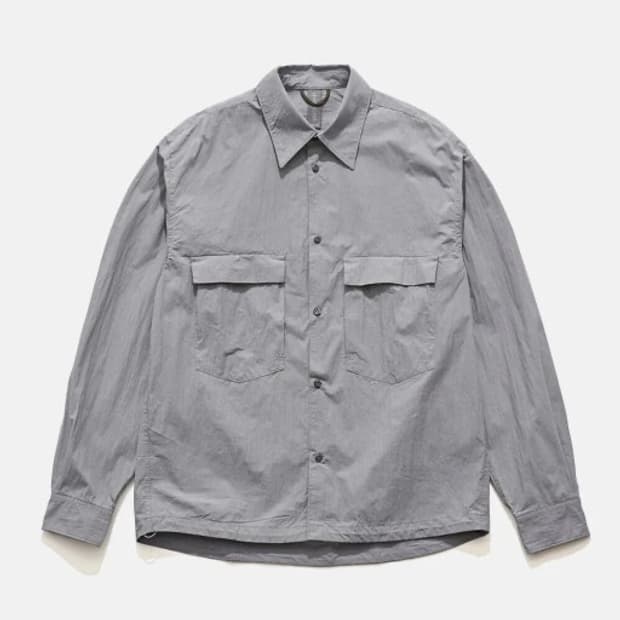 언어펙티드/ 드로스트링 오버사이즈 셔츠 세이지블루/ L