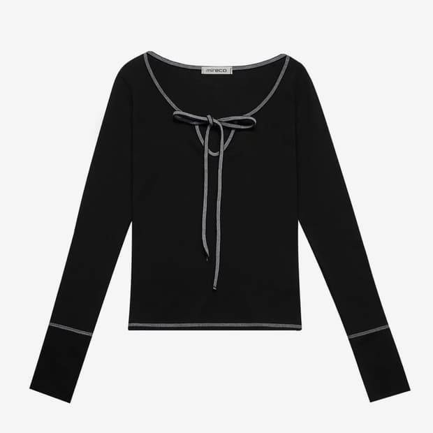 STITCH RIBBON T BLACK