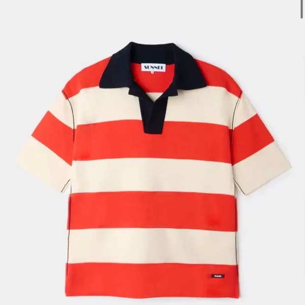 SUNNEI 써메이 스트라이프 니트 폴로 티셔츠