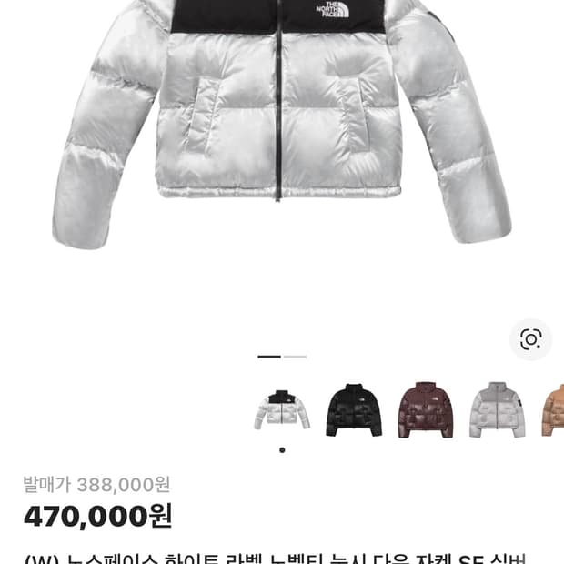 노스페이스 화이트 라벨 노벨티 눕시 다운 자켓 SE 실버