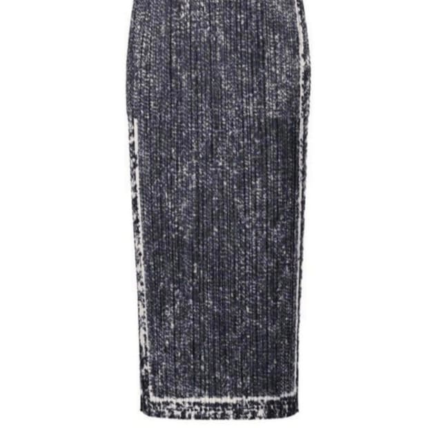 플리츠플리즈 트레일 데님 스커트 