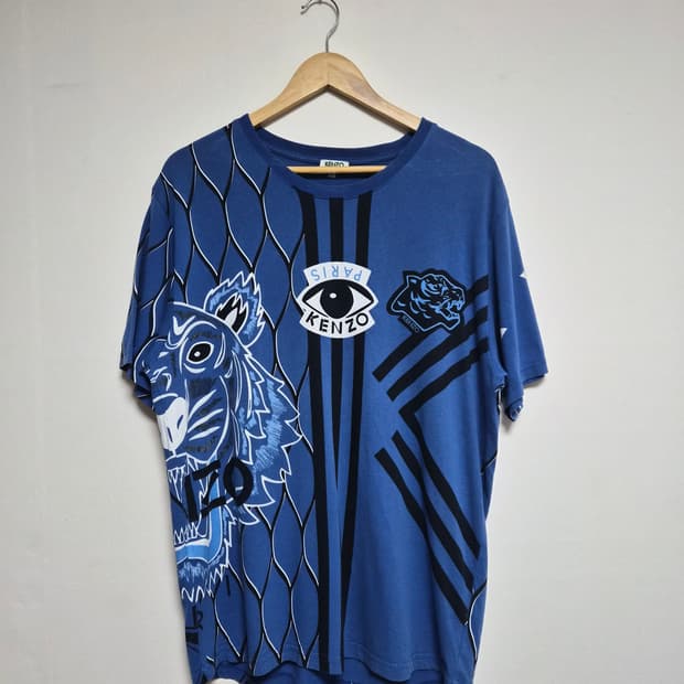 겐조Kenzo 풀 프린팅 블루 반팔티셔츠 L - T138