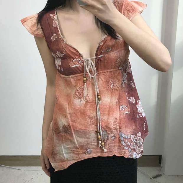 빈티지 보헤미안 블라우스