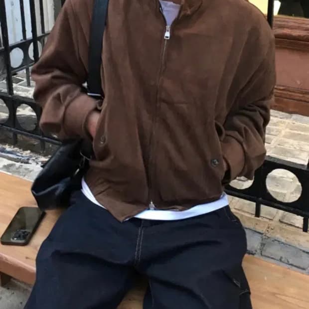 일색더 노멀 스웨이드 헤링본 자켓 브라운 팝니다