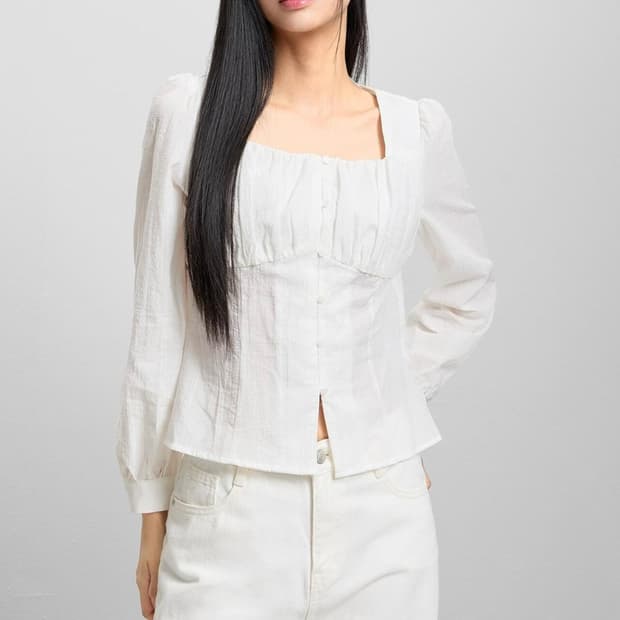MIXXO(미쏘) 라운드넥 페플럼 블라우스