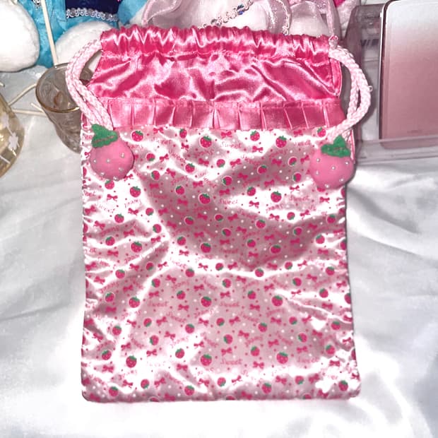 고전 딸기 복조리 파우치