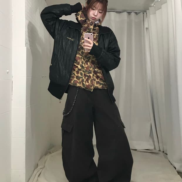 챔피온 카모 베이프깔 스트릿 코디 세트