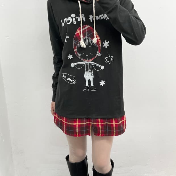 키치 체크 레이어드 원피스