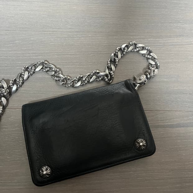 크롬하츠 투버튼 레더 가죽지갑 블랙 