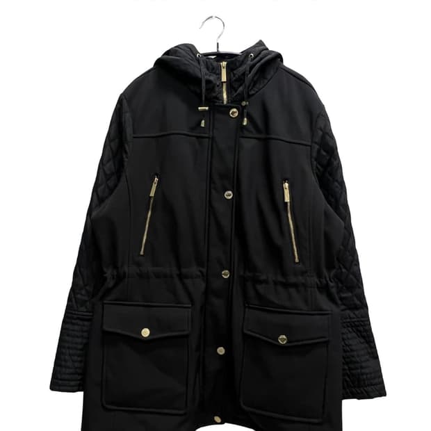 (XL) 마이클 코어스 우먼스 금장 퀄팅 자켓 블랙