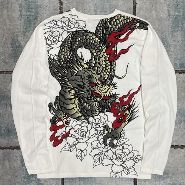 Japanese Vintage 드래곤 프린팅 롱슬리브