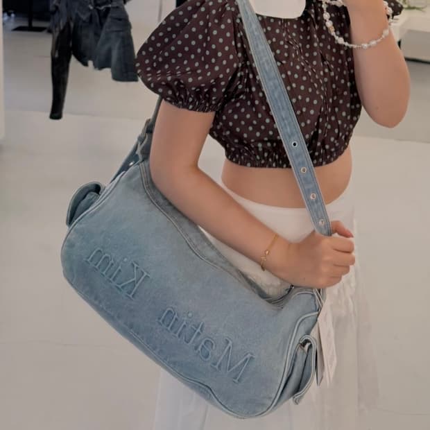 마뗑킴 matin kim 데님 사이드 포켓 백 라이트블루