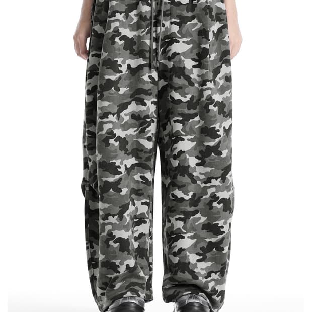 Camo Double Waist Sagging Sweat Pants