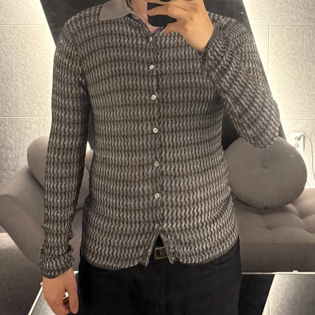 에크하우스 라타 Eckhaus Latta 니트 셔츠 카라 가디건 S