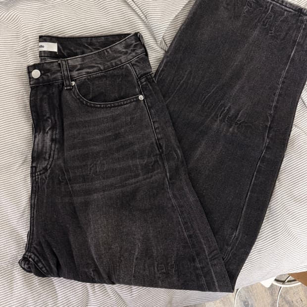 밀로 리플렉트 커브드 팬츠 워시드 블랙 XL