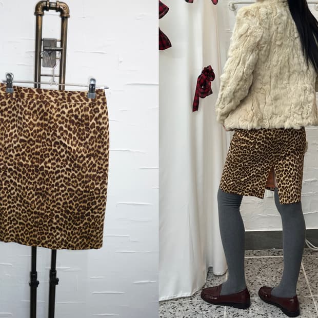 leopard fit midi skirt
