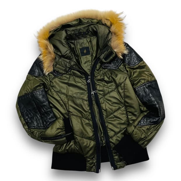 ata Archive y2k 투웨이 레더 디테일 패딩 자켓