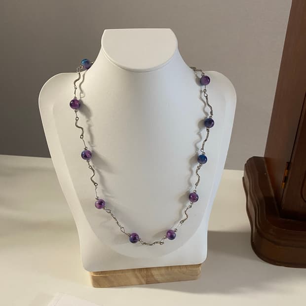 빈티지 퍼플 블루 구슬 목걸이