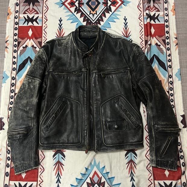90's 퍼스트 기어 소가죽 모터사이클 자켓 42~44