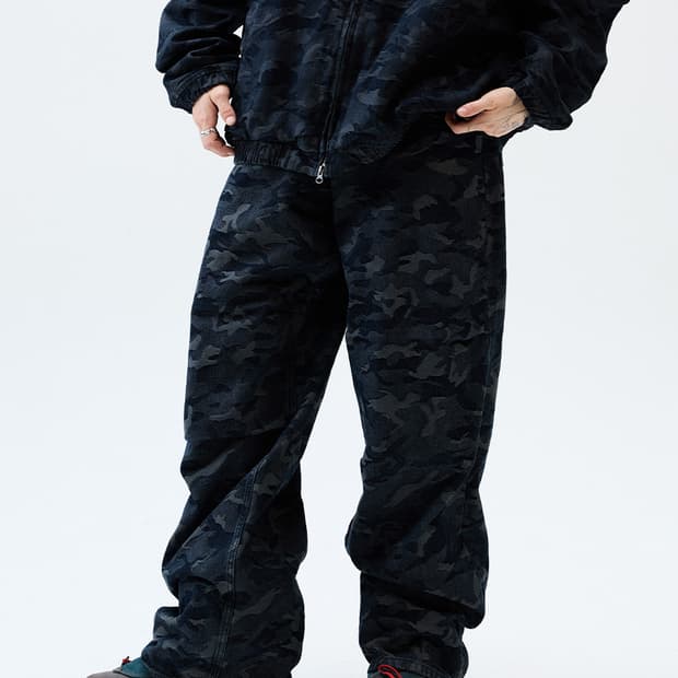 크리틱 데빌 카모 워싱 셋업 데님 팬츠 바지 블랙 XL