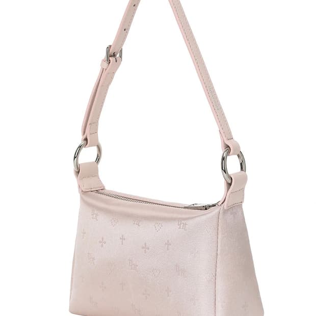 쓰리타임즈 자카드 미니백 핑크