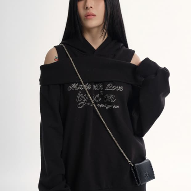 애즈온 키코 후드 스웨트셔츠 블랙