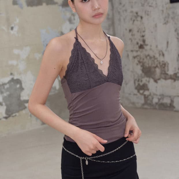 애즈온 CINDY LACE 홀터탑